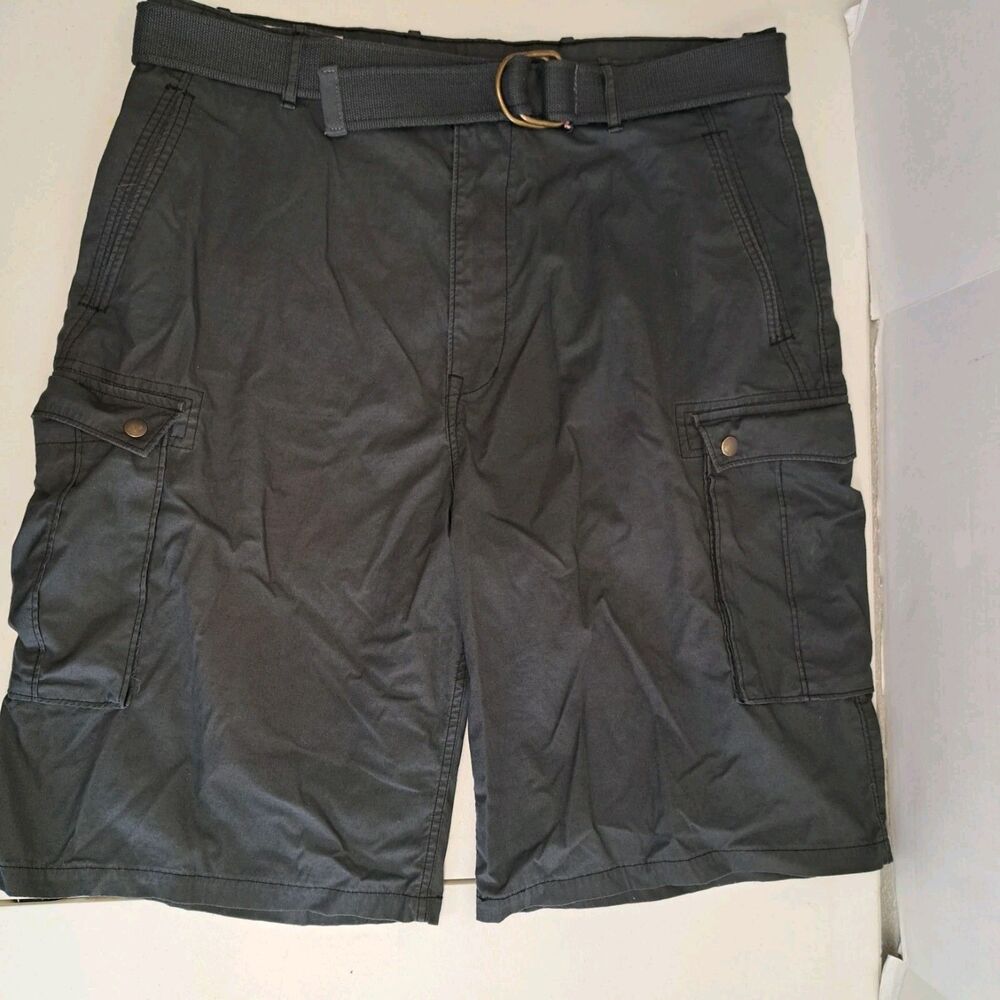 Levi Strauss Men's Charcoal Gray Cargo Shorts With Belt Cotton Blend Size 38